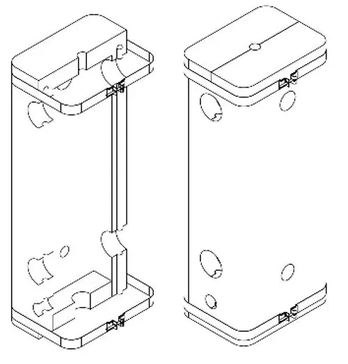 Isolierung mit gewinkelten Kanten und Öffnungen, dargestellt in zwei Ansichten. Produkt von Remeha, geeignet für verschiedene Anwendungen.